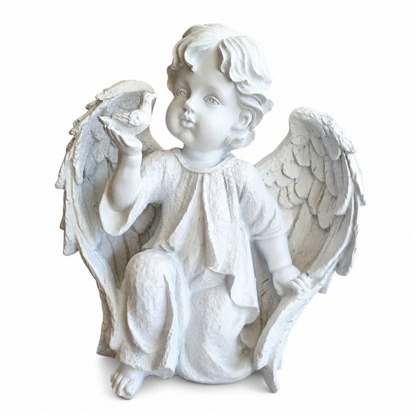 Beeld engel met vogel in de hand (prijs per stuk!)