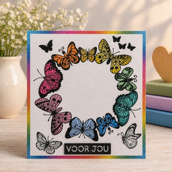 Wenskaart - Regenboog vlinders (voor jou)