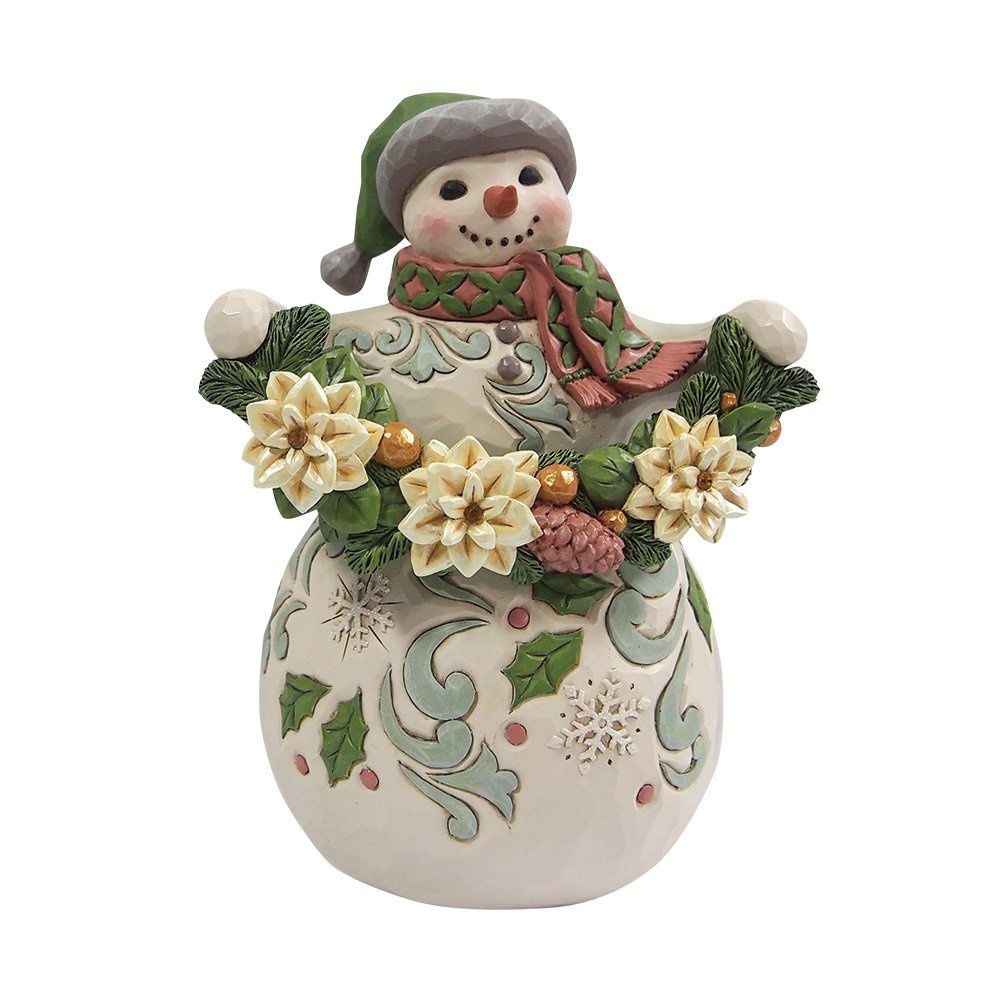Jim Shore Opal & Moss Snowman with Garland - Sneeuwman