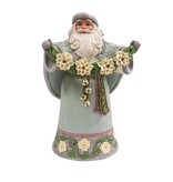 Jim Shore Opal & Moss Santa with Poinsettias - kerstman