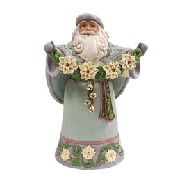 Jim Shore Opal & Moss Santa with Poinsettias