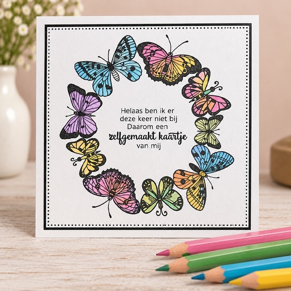 wenskaart (DIY) met vlinders – zelf in te kleuren!