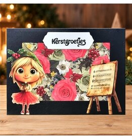 Kerstkaart Kerstgroetjes met kerstelfje