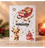 Kerstkaart - slee en rendier