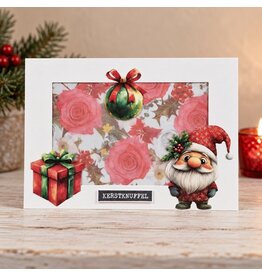 Kerstkaart - kerstgnoom (kerstknuffel)