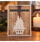 Handgemaakte kerstkaart Wees een licht in de duisternis
