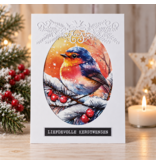 Handgemaakte kerstkaart Liefdevolle kerstwensen met roodborstje