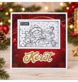 Handgemaakte kerstkaart om zelf in te kleuren - Fijne kerst