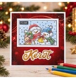 Handgemaakte kerstkaart om zelf in te kleuren - Fijne kerst