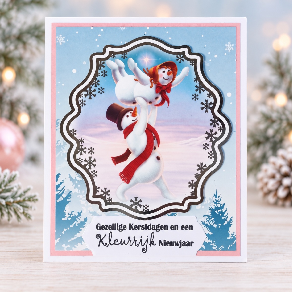 Handgemaakte kerstkaart Gezellige kerstdagen en een kleurrijk nieuwjaar