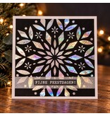 Handgemaakte kerstkaart Fijne feestdagen met holografische hot foil
