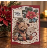 Handgemaakte kerstkaart Warme winterwensen met beertje