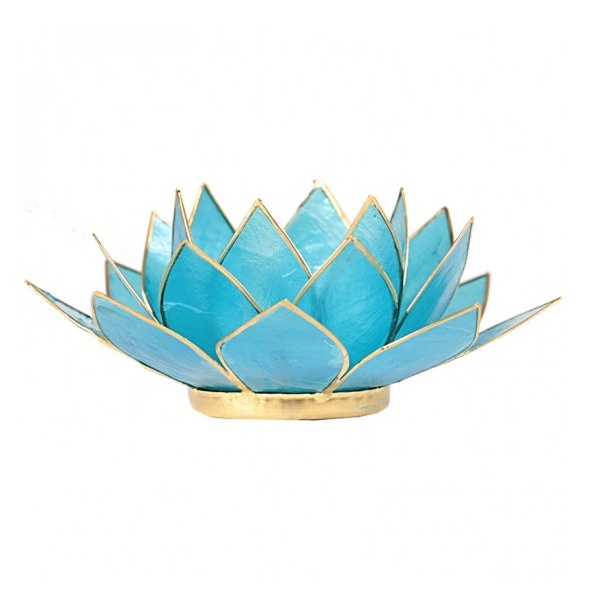 Lotus kaarshouder - aquamarijn  (gevallen engeltje)