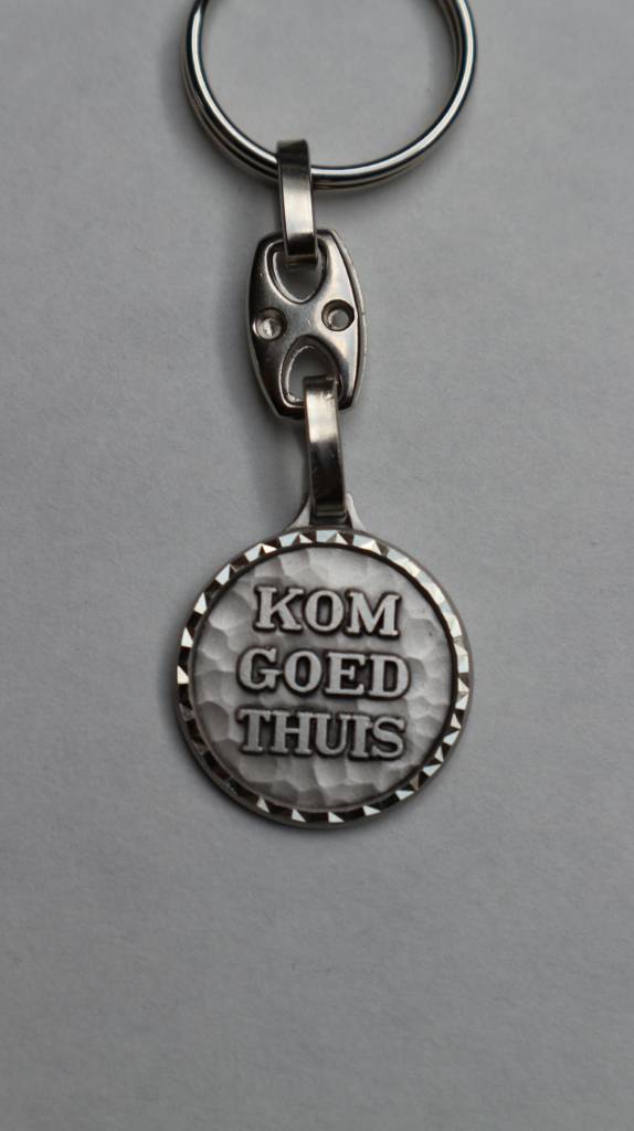 Sleutelhanger Christoffel "Kom goed thuis" met rand
