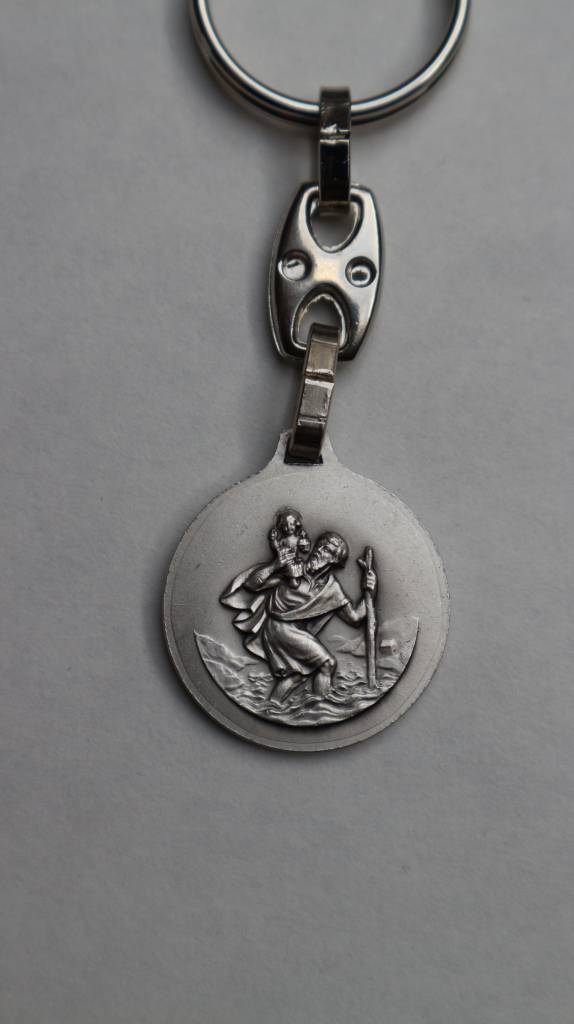 Sleutelhanger Christoffel "Kom goed thuis" met rand