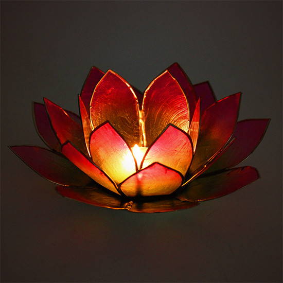 Lotus kaarshouder - groen/roze (tweekleurig)