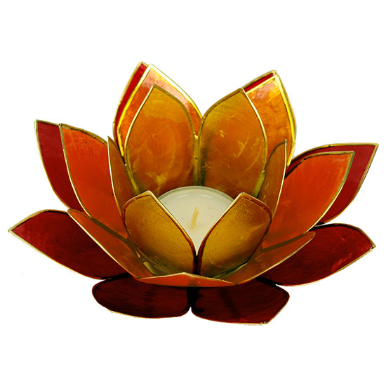 Lotus kaarshouder - geel/oranje/rood (driekleurig)