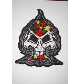 Spade with flowers and skull