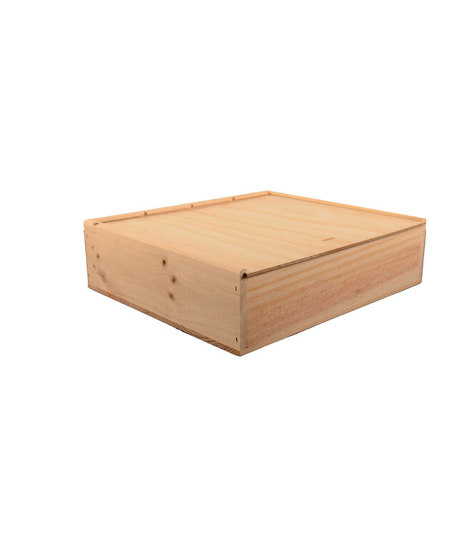 Houten Kist met Schuifdeksel voor 4 flessen