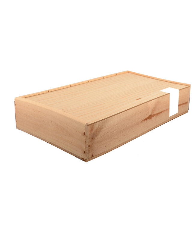 Houten Kist met Schuifdeksel voor 6 flessen