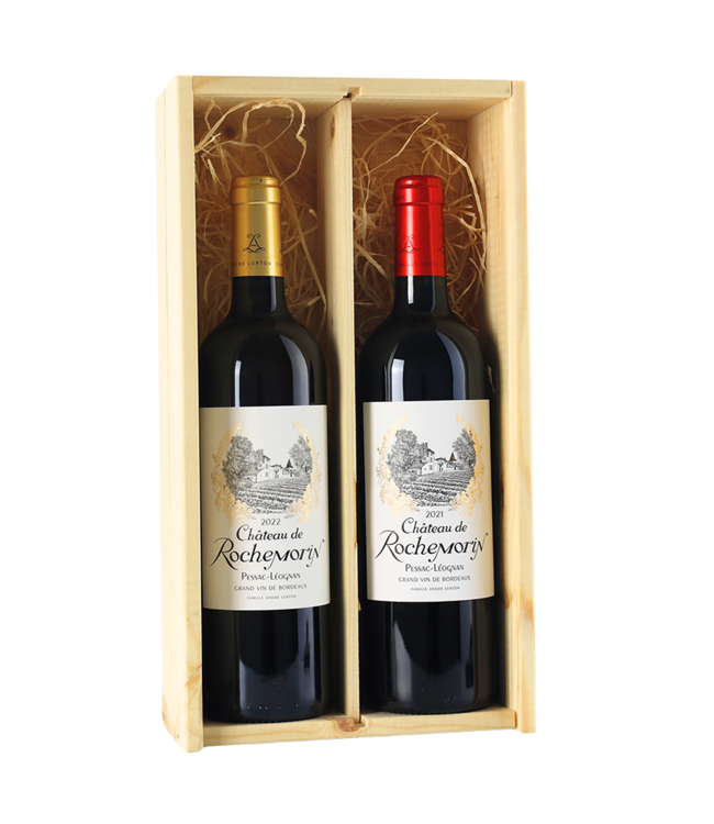 Pessac-Léognan AC, Geschenkkist Château de Rochemorin, 1x Wit en 1x Rood