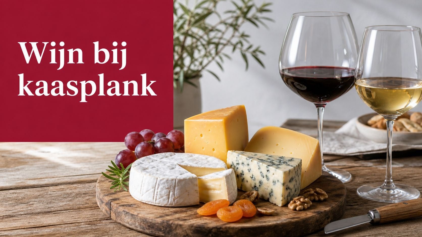 Wijn bij kaasplank