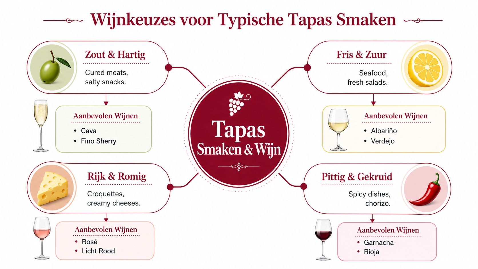 wijnkeuze overzicht voor typische tapassmaken