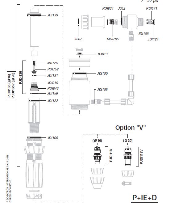 PJDI135 - Injection seals set for D3RE25-IE