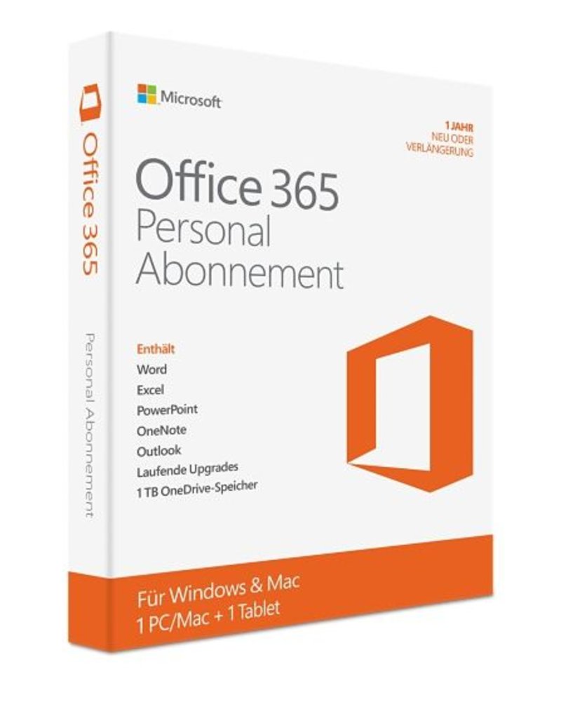 Microsoft Office 365 Personal (1-Jahres-Abonnement; 1 Lizenz)