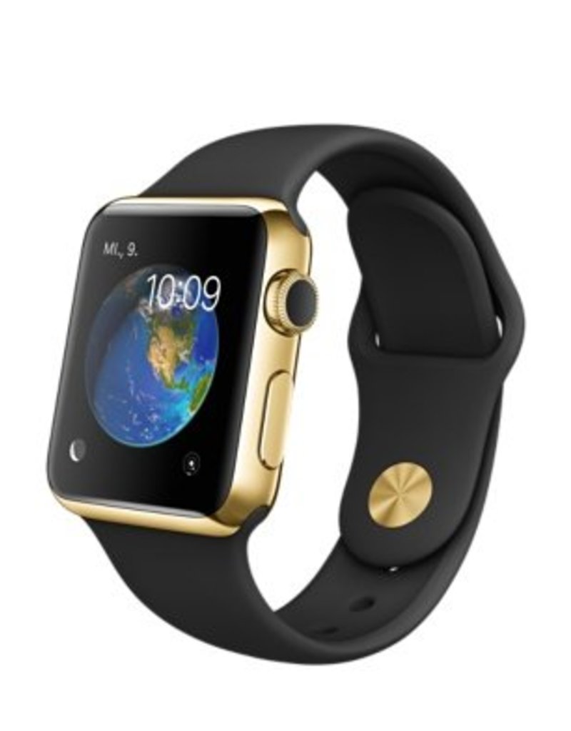 38 mm Gehäuse aus 18 Karat Gelbgold mit Sportband, Schwarz