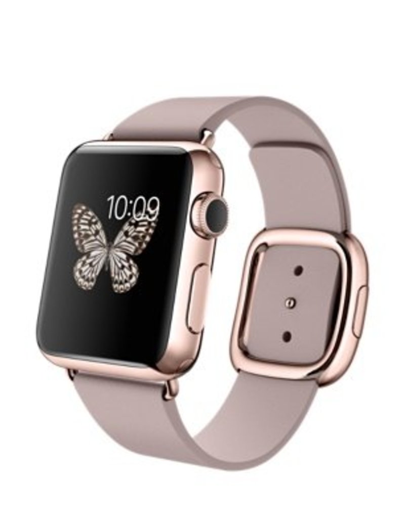 38 mm Gehäuse aus 18 Karat Roségold mit modernem Lederarmband, Roségrau