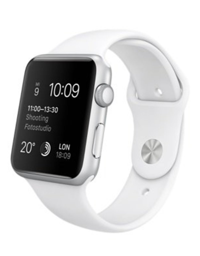 42 mm Aluminiumgehäuse, Silber, mit Sportarmband, Weiss