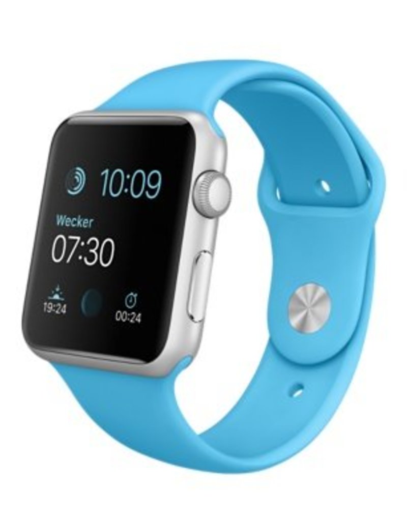 42 mm Aluminiumgehäuse, Silber, mit Sportarmband, Blau