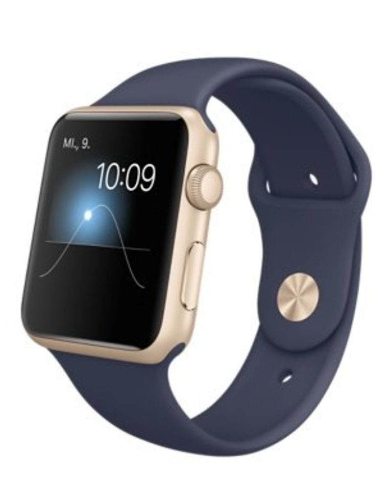 42 mm Aluminiumgehäuse, Gold, mit Sportarmband, Mitternachtsblau