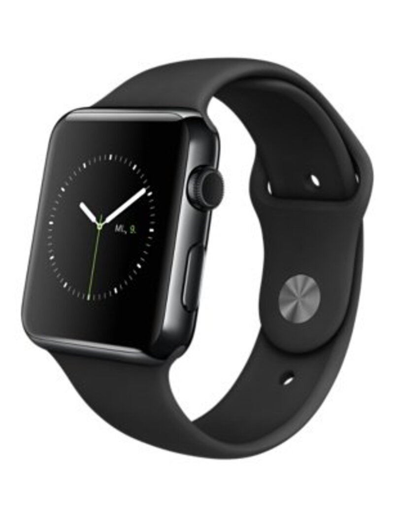 42 mm Edelstahlgehäuse, Space Schwarz, mit Sportarmband, Schwarz