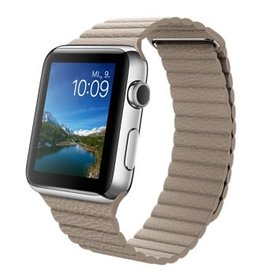 42 mm Edelstahlgehäuse mit Lederarmband mit Schlaufe, Stein