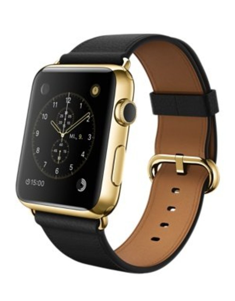 42 mm Gehäuse aus 18 Karat Gelbgold mit klassischem Lederarmband, Schwarz
