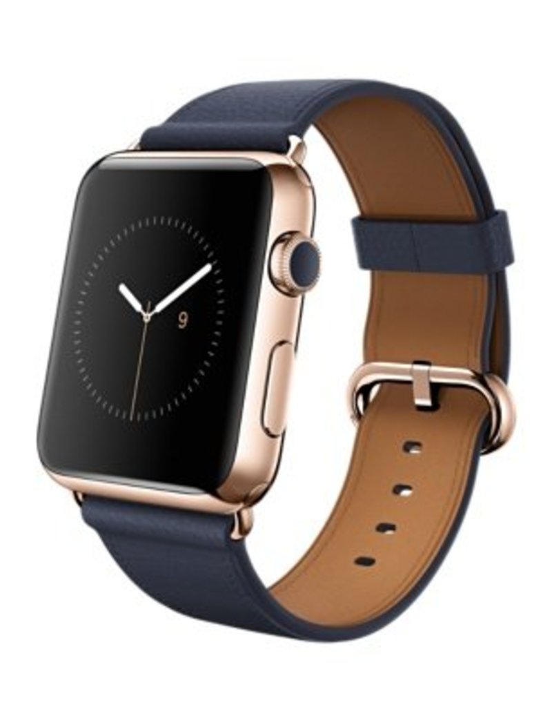 42 mm Gehäuse aus 18 Karat Roségold mit klassischem Lederarmband, Mitternachtsblau