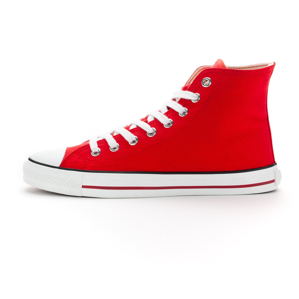 ETHLETIC Fair Trainer White Cap Hi Cut Cranberry Red | Just White
