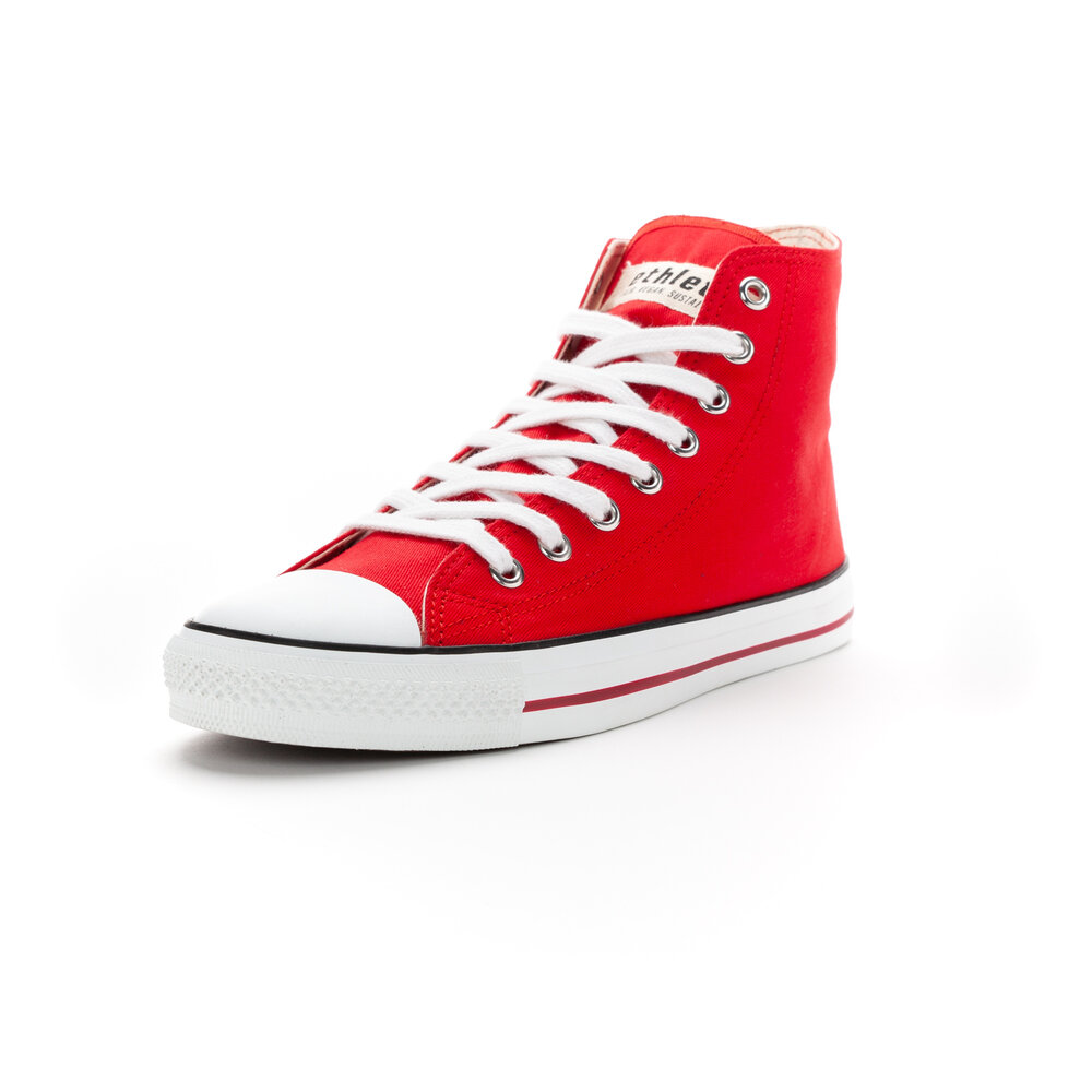 ETHLETIC Fair Trainer White Cap Hi Cut Cranberry Red | Just White