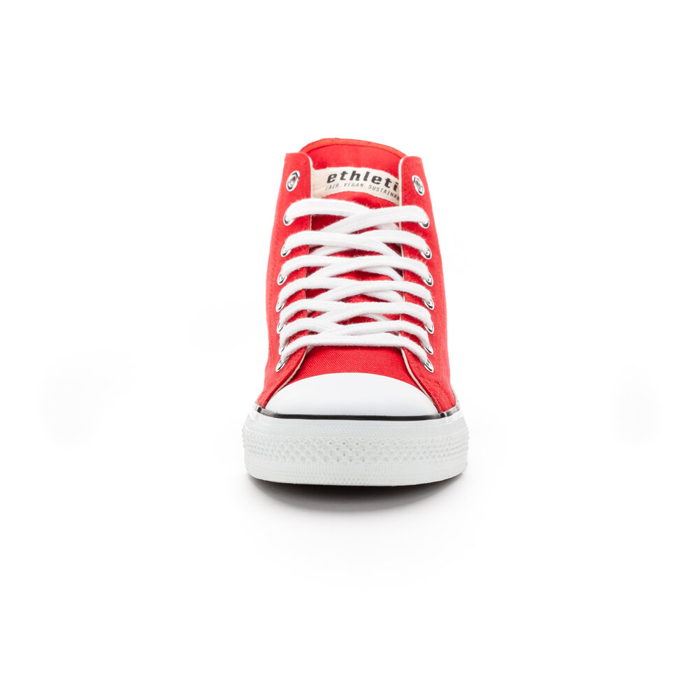 ETHLETIC Fair Trainer White Cap Hi Cut Cranberry Red | Just White
