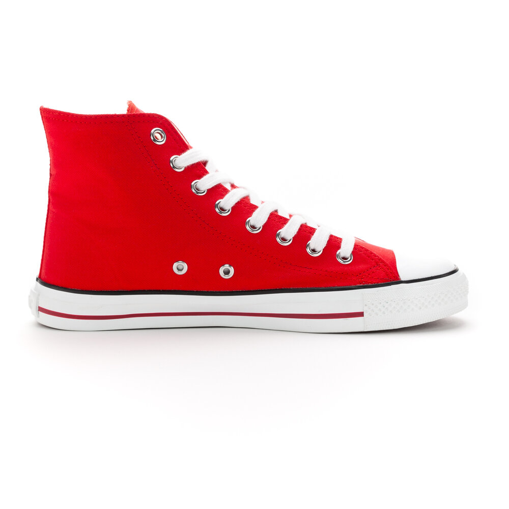 ETHLETIC Fair Trainer White Cap Hi Cut Cranberry Red | Just White