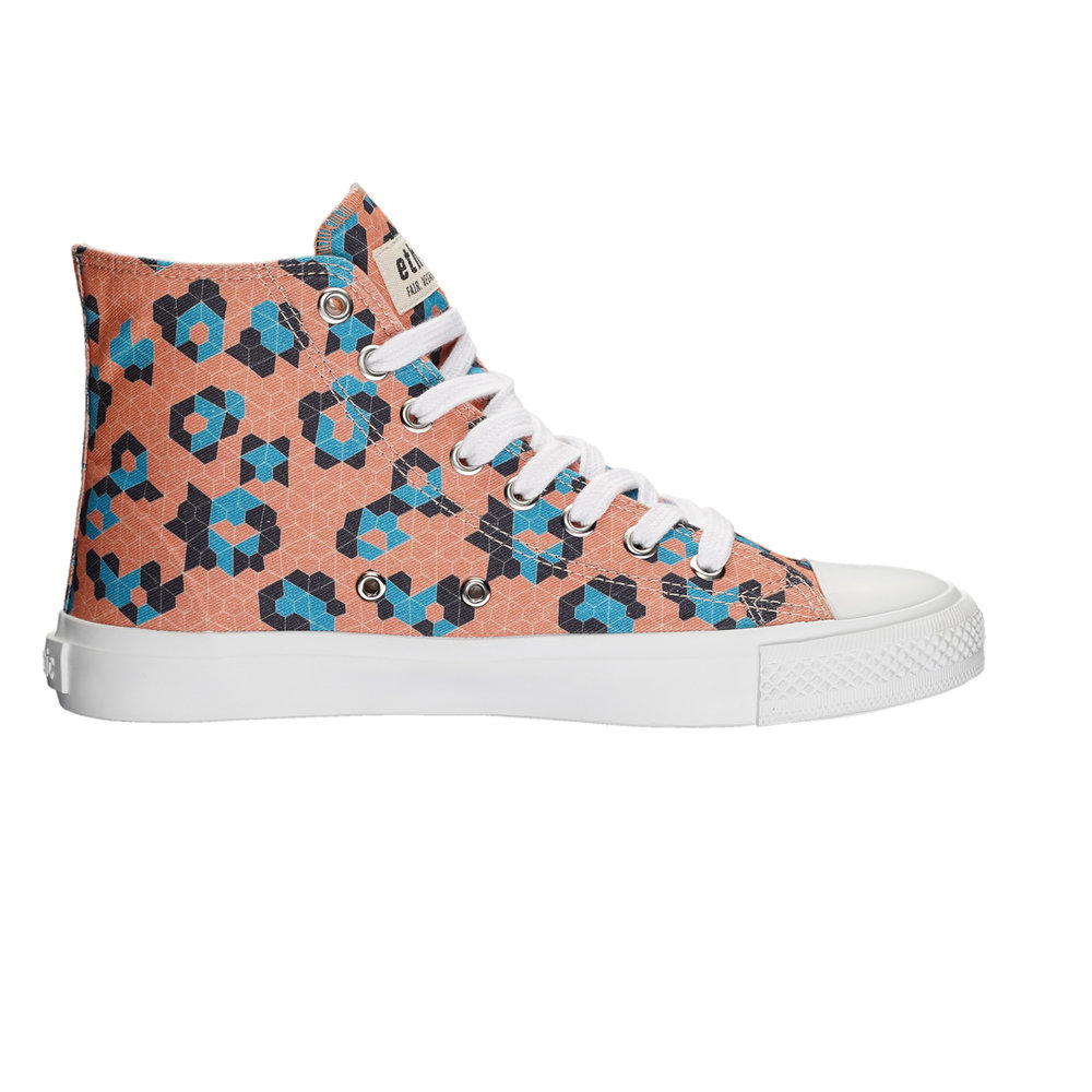Fair Trainer White Cap Hi Cut Honey Tiles Azur | Just White