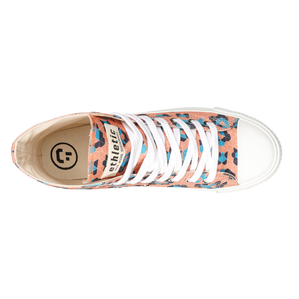Fair Trainer White Cap Hi Cut Honey Tiles Azur | Just White