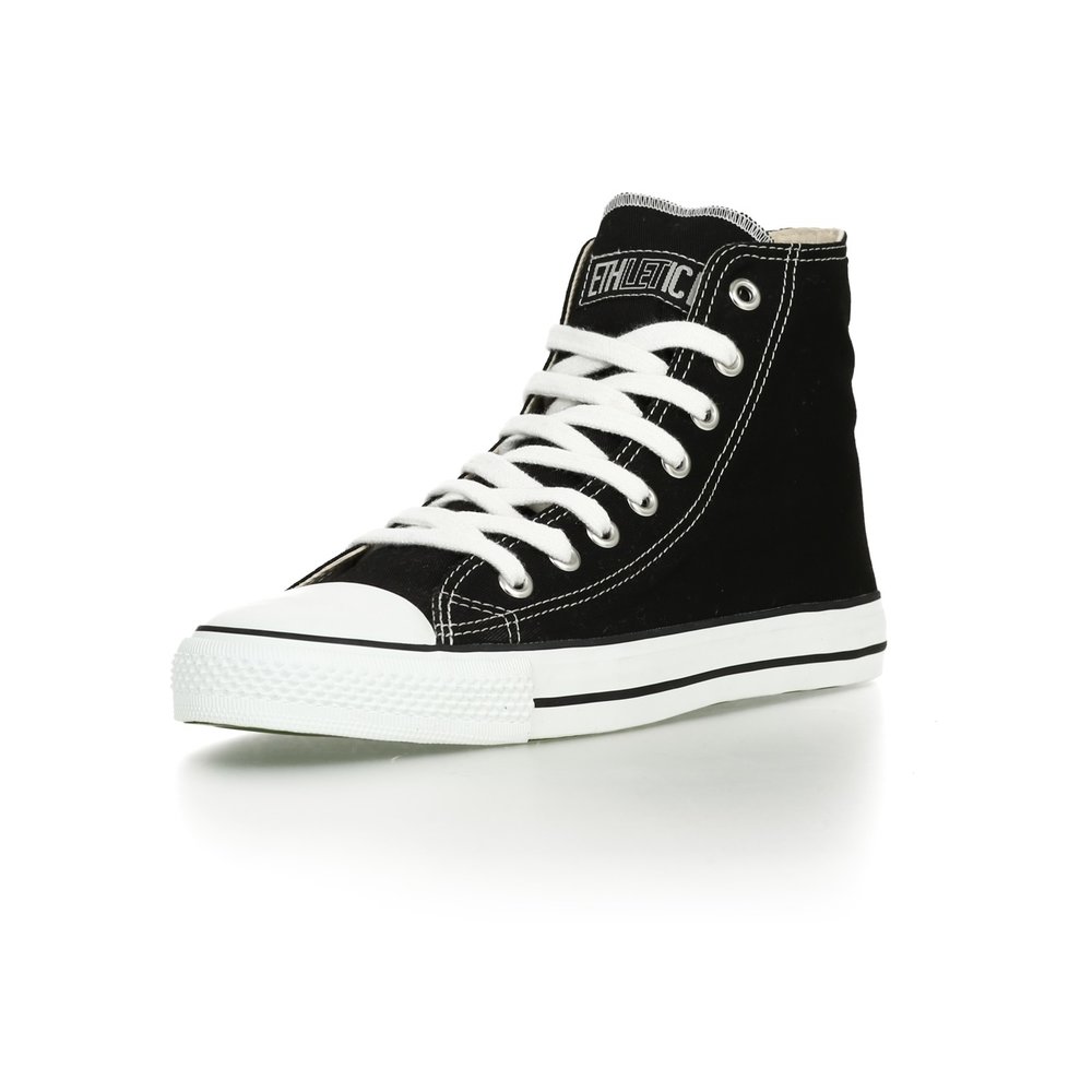 ETHLETIC Fair Trainer White Cap Hi Cut Classic Jet Black | Just White