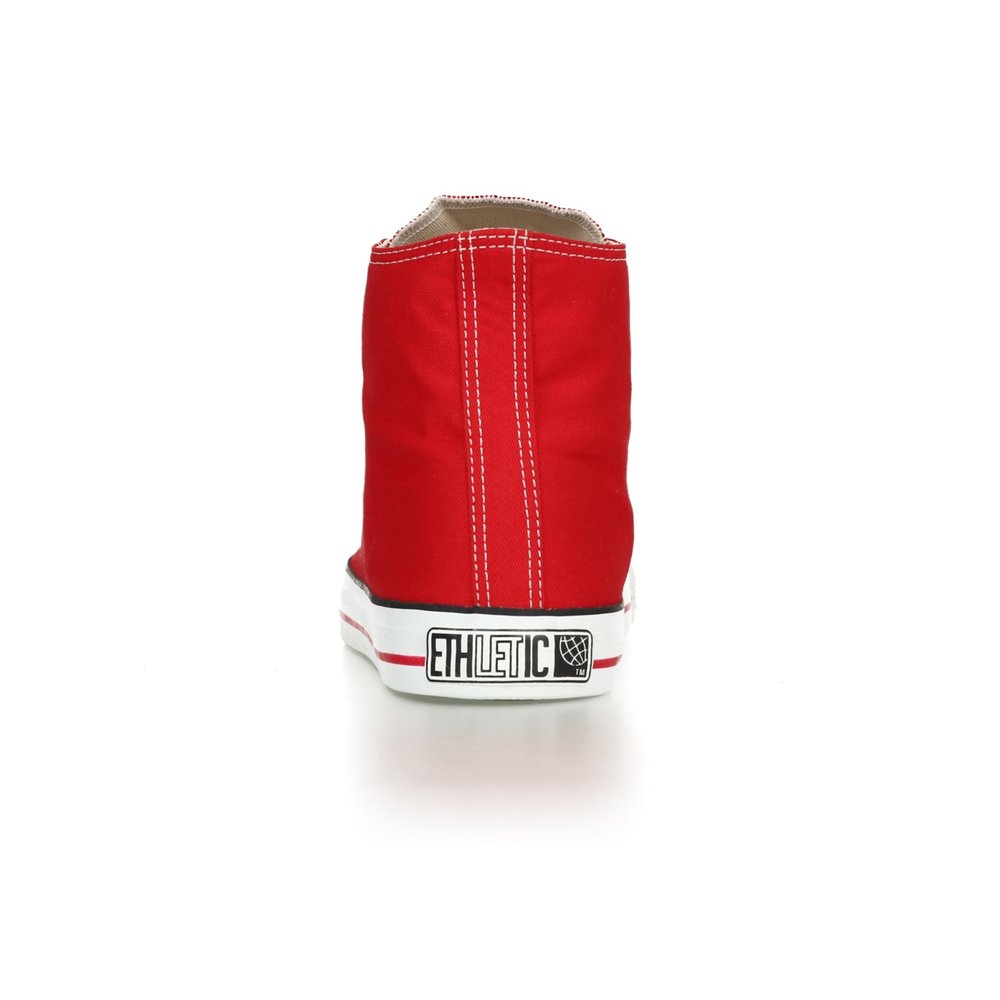 ETHLETIC Fair Trainer White Cap Hi Cut Classic Cranberry Red | Just White