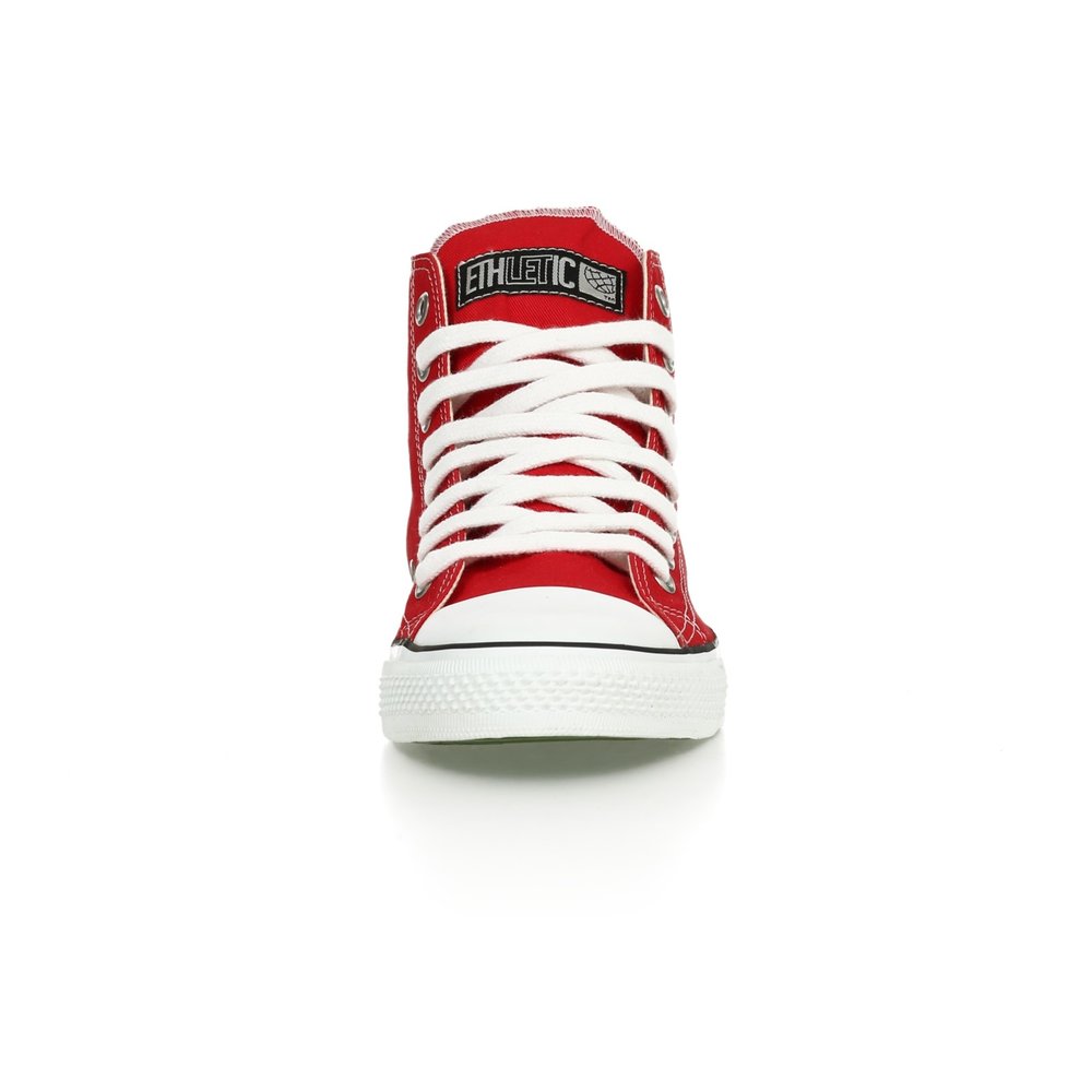 ETHLETIC Fair Trainer White Cap Hi Cut Classic Cranberry Red | Just White
