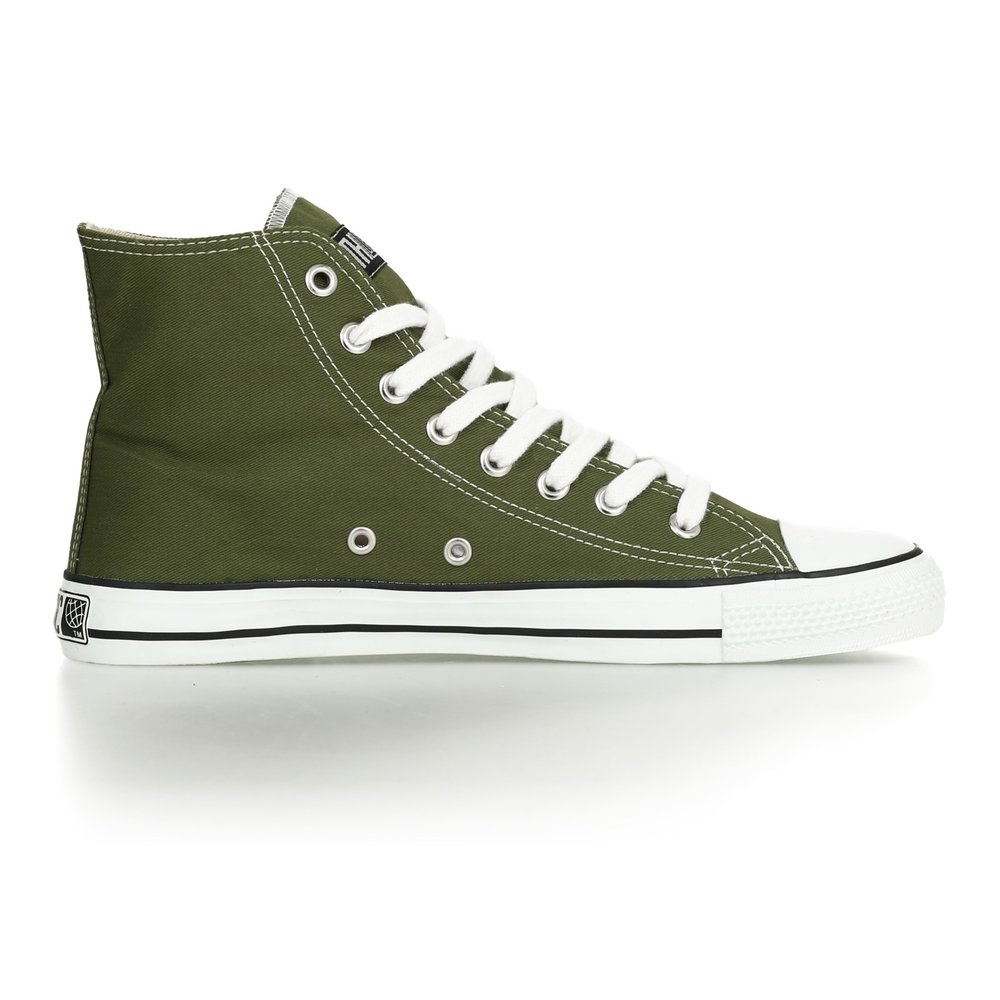 Fair Trainer White Cap Hi Cut Classic Camping Green | Just White