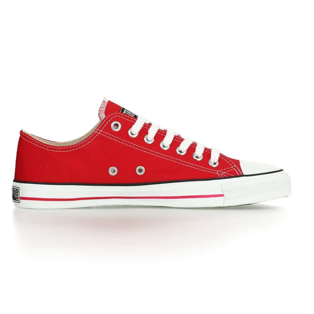 ETHLETIC Fair Trainer White Cap Lo Cut Classic Cranberry Red | Just White