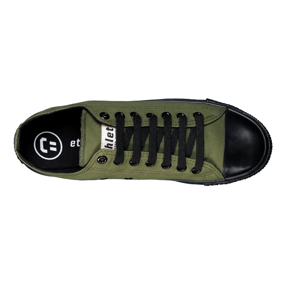 ETHLETIC Fair Trainer Black Cap Lo Cut Classic Camping Green | Jet Black